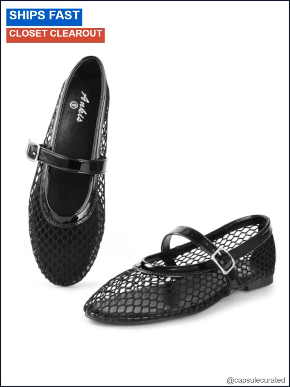 Mesh Ballet Flats Mary Jane Buckle Strap Comfortable Women's Shoes